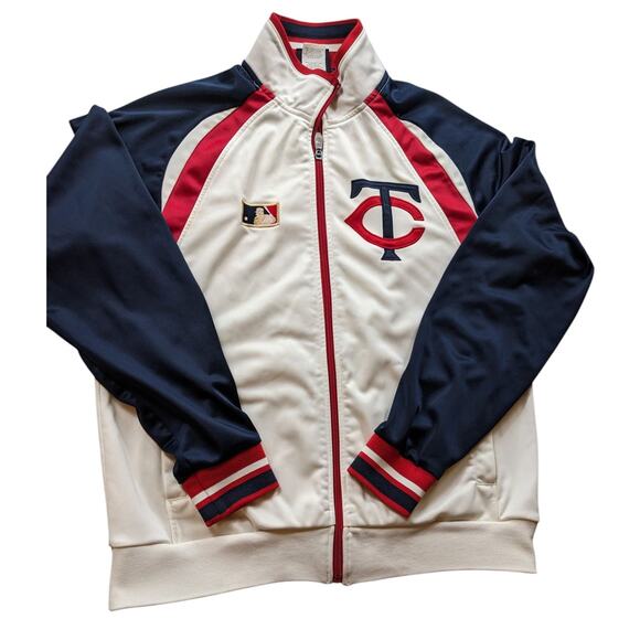 Cooperstown Collection Track Jacket Men Medium Minnesota Twins Zip Retro Vintage